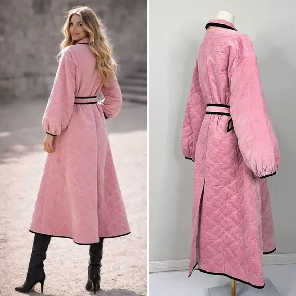 Hunter Bell Hightower Coat Pink Heart Quilted Velvet Factory Sample Sz 4 - Picture 2 of 16